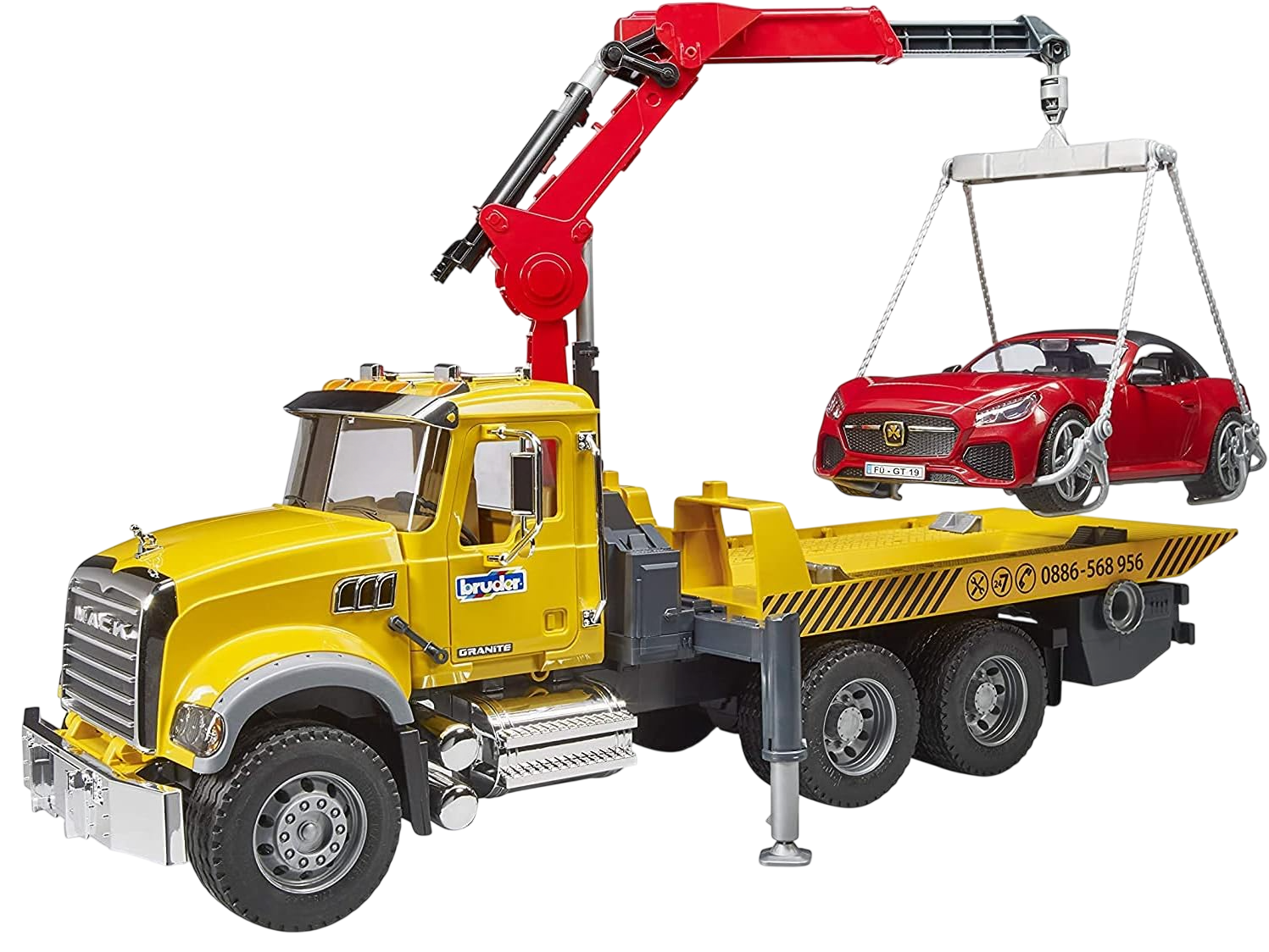 Mack Granite Tow Truck with Roadster (02829) by Buddy L